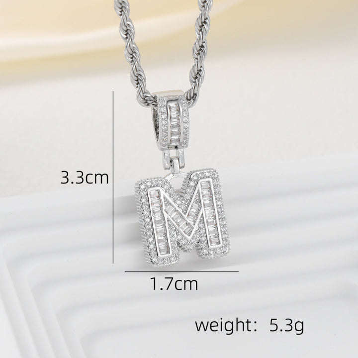 Silver Iced Out Personalized Name Letter Twisted Rope Chain Hip Hop Unisex Jewelry