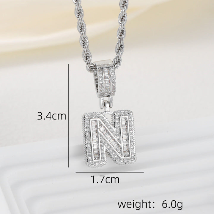 Silver Iced Out Personalized Name Letter Twisted Rope Chain Hip Hop Unisex Jewelry