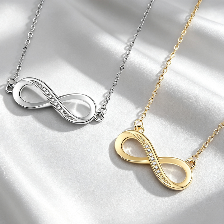Pave Diamond Infinity Symbol Pendant Necklace, Dainty Eternal Love Collarbone Jewelry For Women