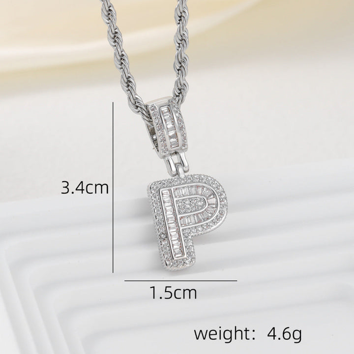 Silver Iced Out Personalized Name Letter Twisted Rope Chain Hip Hop Unisex Jewelry