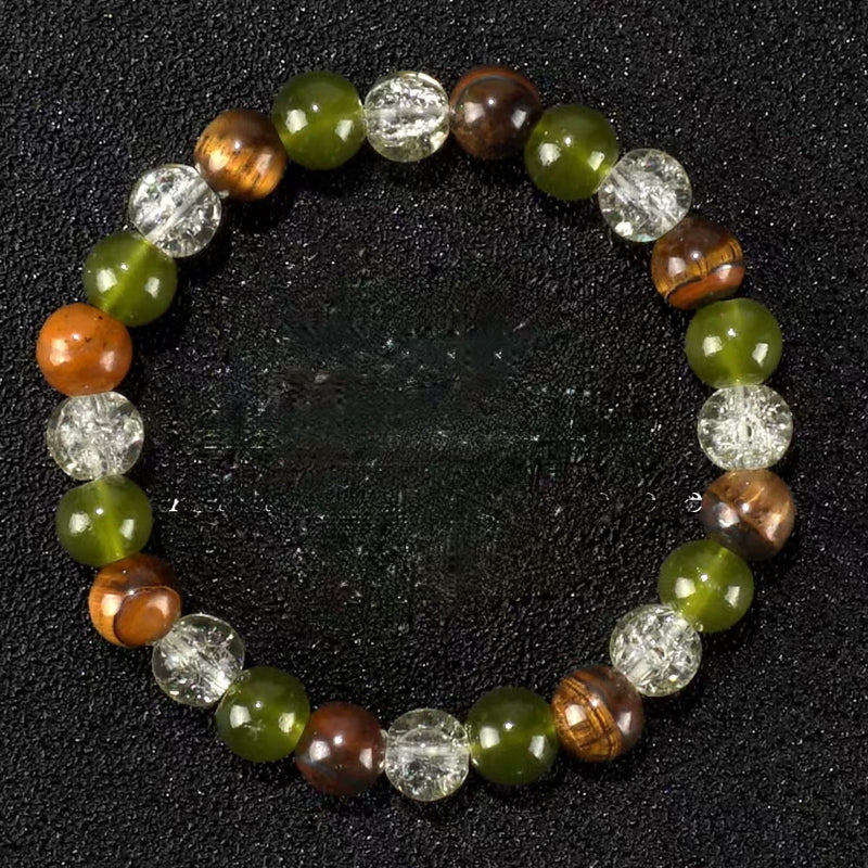 Natural Gemstone Beaded Stretch Bracelets, Handmade Polished Stone Strand Bracelets Daily Stackable Jewelry
