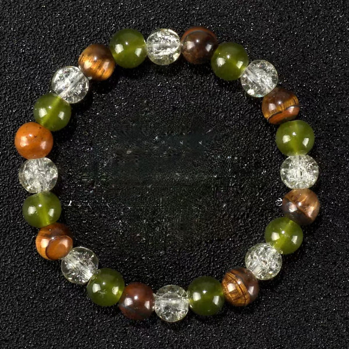 Natural Gemstone Beaded Stretch Bracelets, Handmade Polished Stone Strand Bracelets Daily Stackable Jewelry