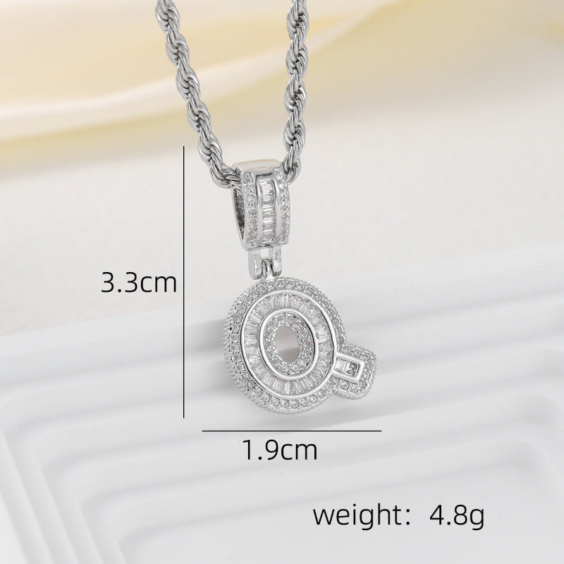 Silver Iced Out Personalized Name Letter Twisted Rope Chain Hip Hop Unisex Jewelry
