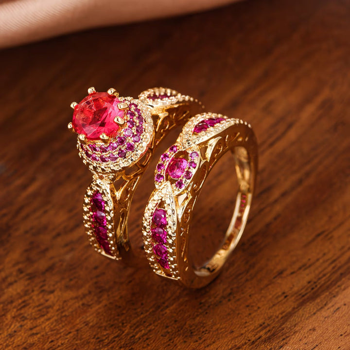 Twisted Split Shank Bridal Ring Duo, Round Solitaire Pave Stackable Engagement & Wedding Band Set