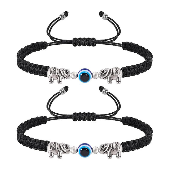 Evil Eye Braided Rope Bracelet, Animal Charm Adjustable Woven Bracelet for Daily Wear &amp; Gifting