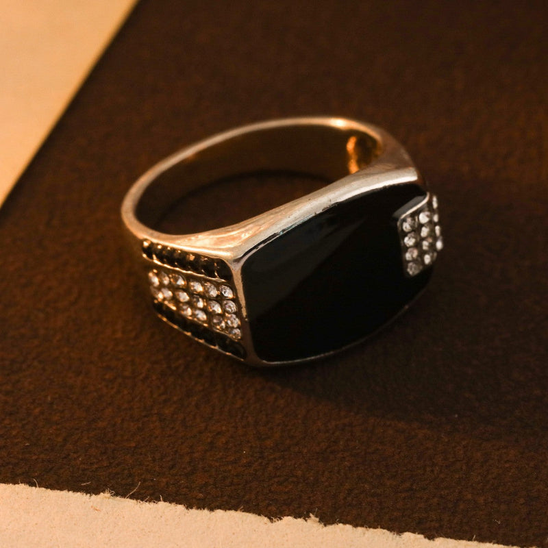Hip Hop Fashion Full Diamond Ring, Classic Business Style ,High-End Men's Diamond-Set Square Ring