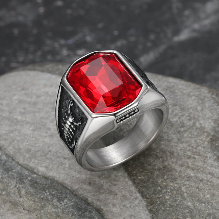 Vintage Engraved Men’s Signet Ring, Large Cushion‑Cut Gemstone Statement Ring