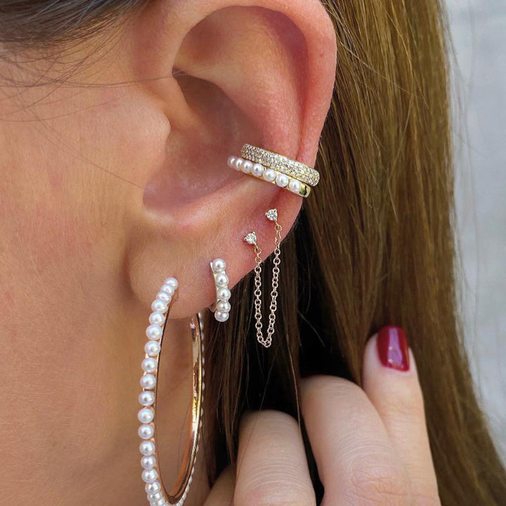 S925/14K Pave‑Set Diamond Huggie Hoop Ear Cuff, Non‑Piercing Clip‑On Earrings For Women's