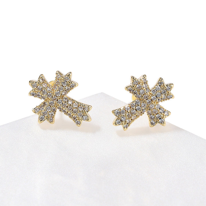 Pave Diamond Cross & Crisscross Statement Stud Earrings, Hip Hop Daily Ear Jewelry for Unisex