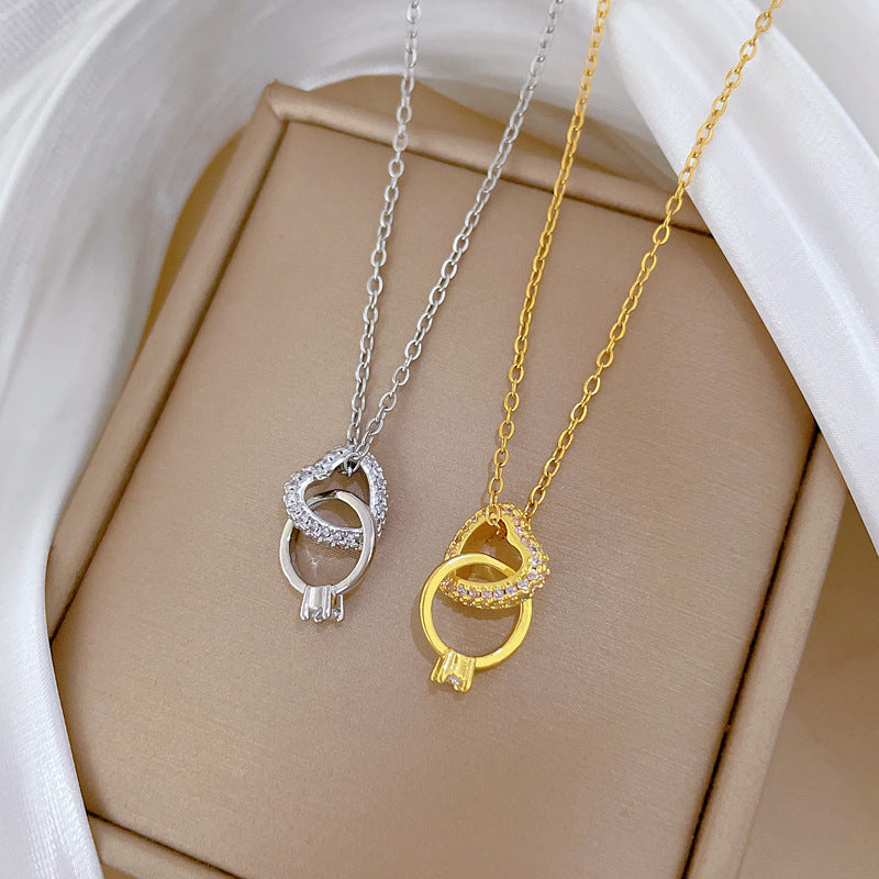 Intertwined Heart Pendant and Promise Ring Necklace—A Romantic Gift for Her
