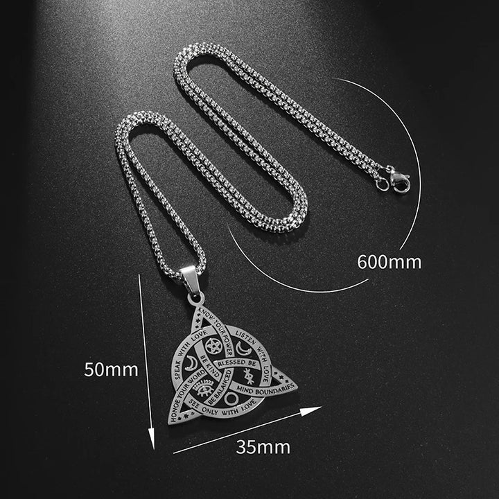 S925 Silver Triquetra Pendant Necklace, Star, Moon, and Fan-Shaped Necklace for Men Women