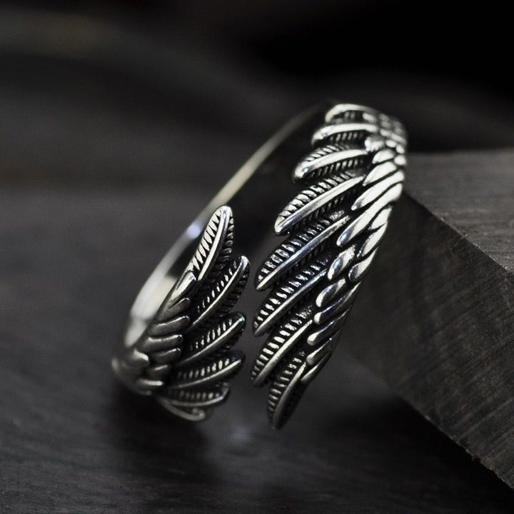 Retro Angel Wings Ring, Trendy and Unique Open Ring for Men
