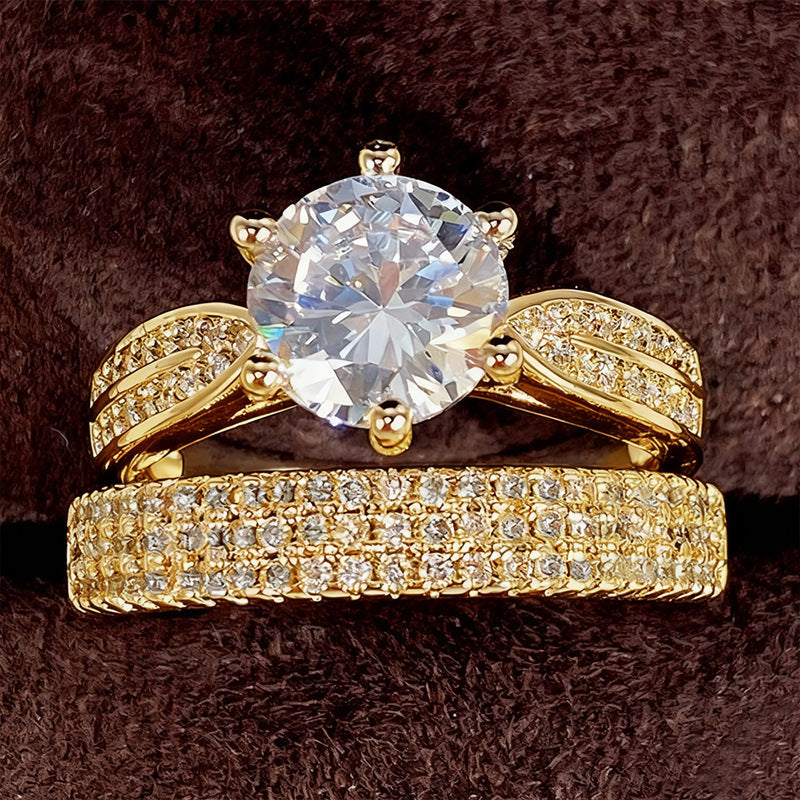 Vintage Matching Rings for Men and Women, Twisted Split‑Shank Engagement &amp; Pave Eternity Ring