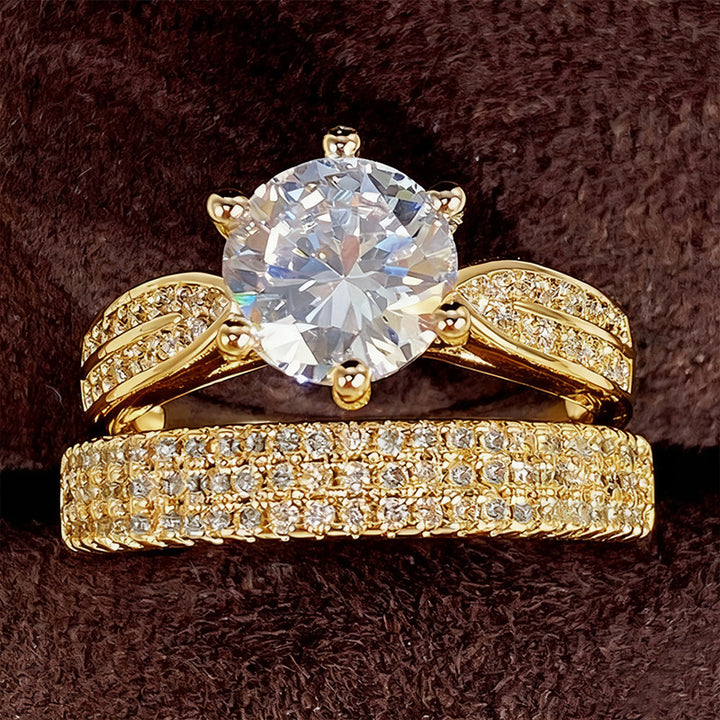 Vintage Matching Rings for Men and Women, Twisted Split‑Shank Engagement &amp; Pave Eternity Ring