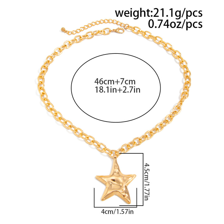 Unisex Textured Star Pendant Necklace, Bold Chain Design for Daily Wear &amp; Gifting for Men Women