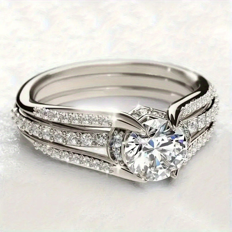 Vintage Court-Style Arched Ring, Twisted Multi-band Round Diamond Stackable Ring for Women