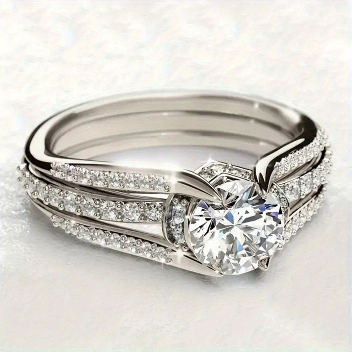 Vintage Court-Style Arched Ring, Twisted Multi-band Round Diamond Stackable Ring for Women