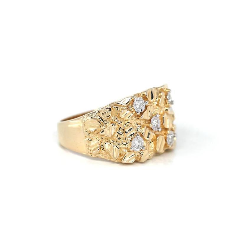 Bohemian style Statement Ring, Bold Chunky Ring with Sparkling Diamonds for Men &amp; Women