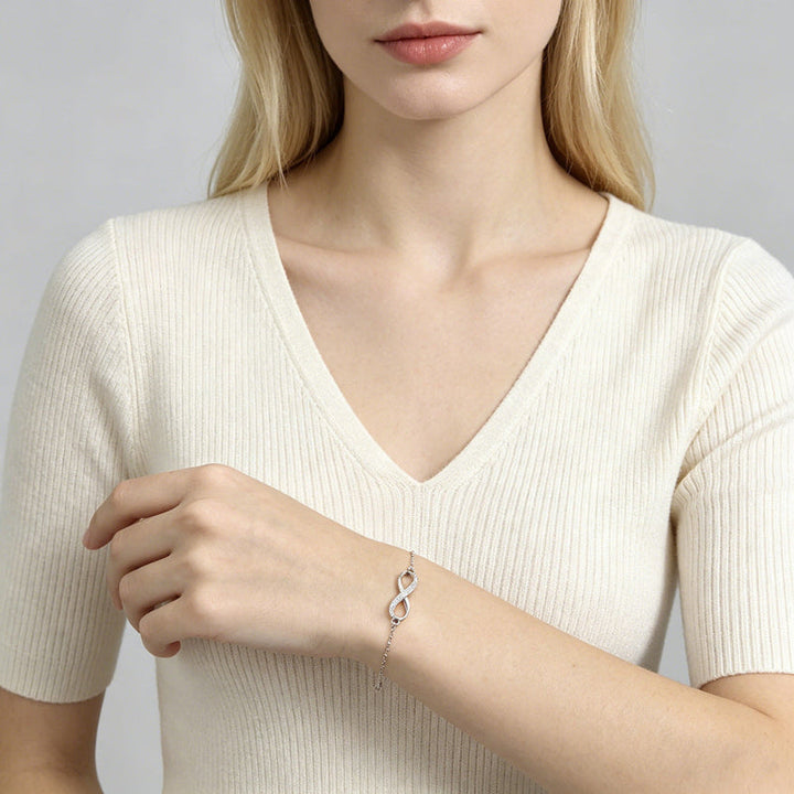 Set with Diamond Infinity Symbol Dainty Bracelet, Adjustable Forever Love Wrist Chain