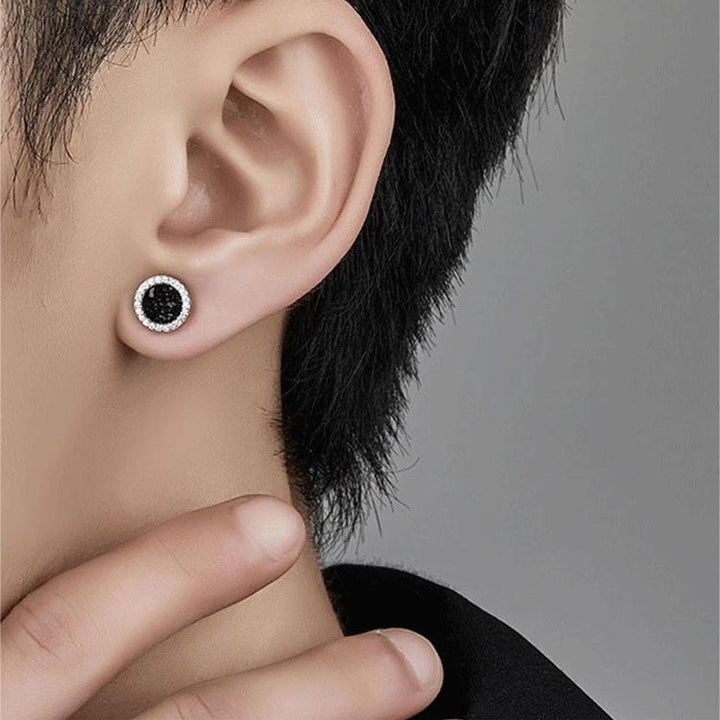 Diamond Cluster Brilliant Magnetic Ear Clips, Men’s Round Halo Magnetic Stud Earrings, No‑Piercing Required