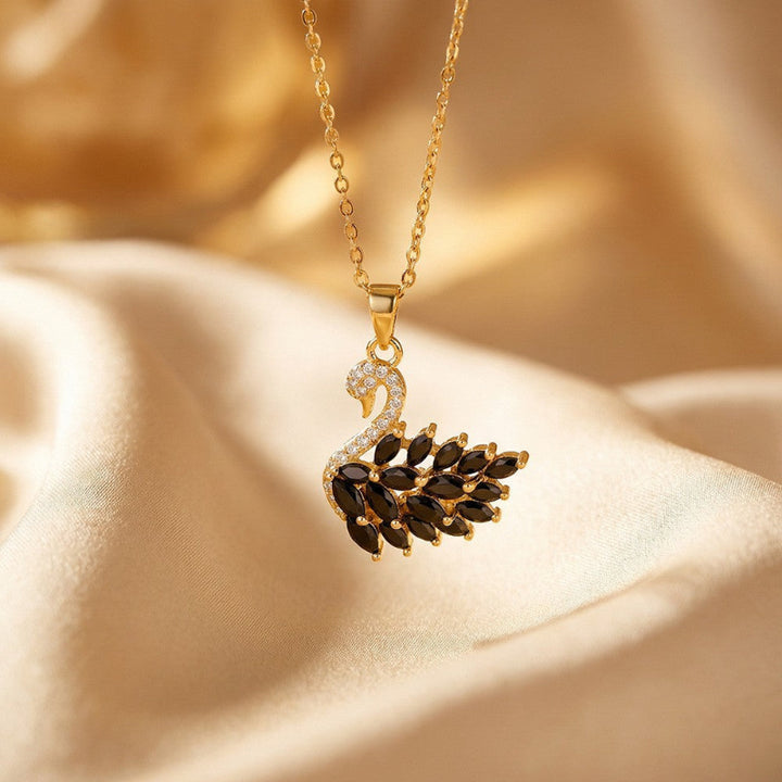 Full Diamond Swan Necklace, Dainty Pendant Cable Chain Necklace