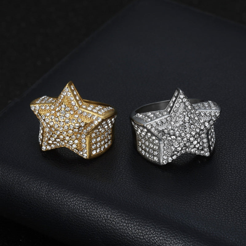 3D Pave Star Bling Statement Ring, Fully Encrusted Diamond Unisex Ring