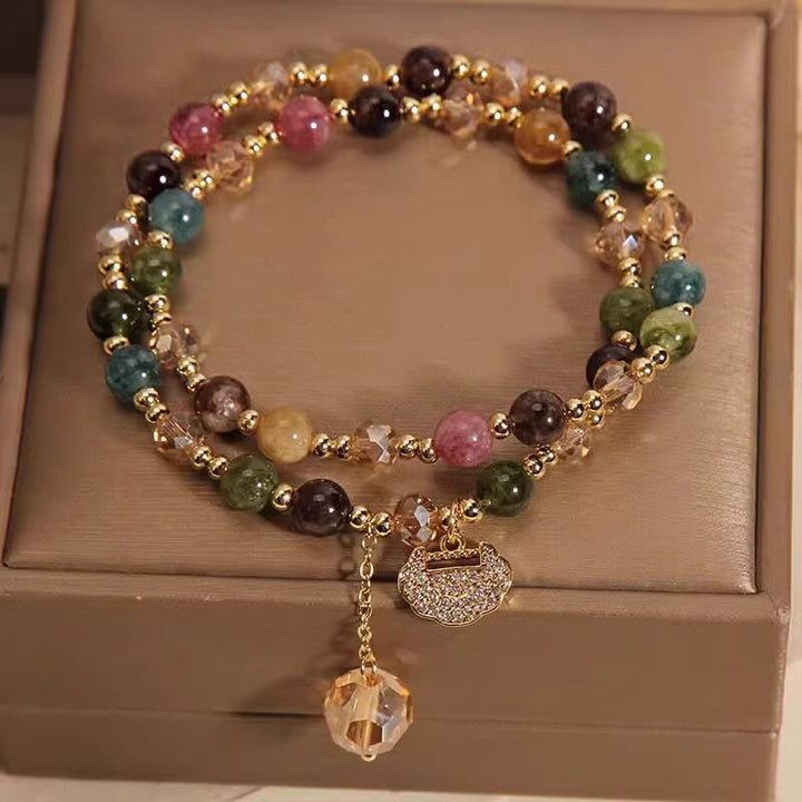 Multi‑Layer Natural Stone Bracelet With Longevity Lock Bracelet Great Gifts For Best Friends