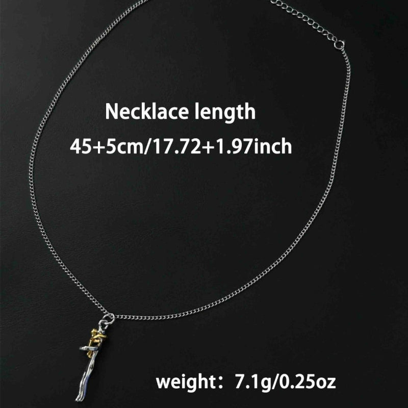Two-Tone Silver Gold Mother and Child Embracing Necklace, Minimalist Abstract Embrace Sentimental Collarbone Jewelry