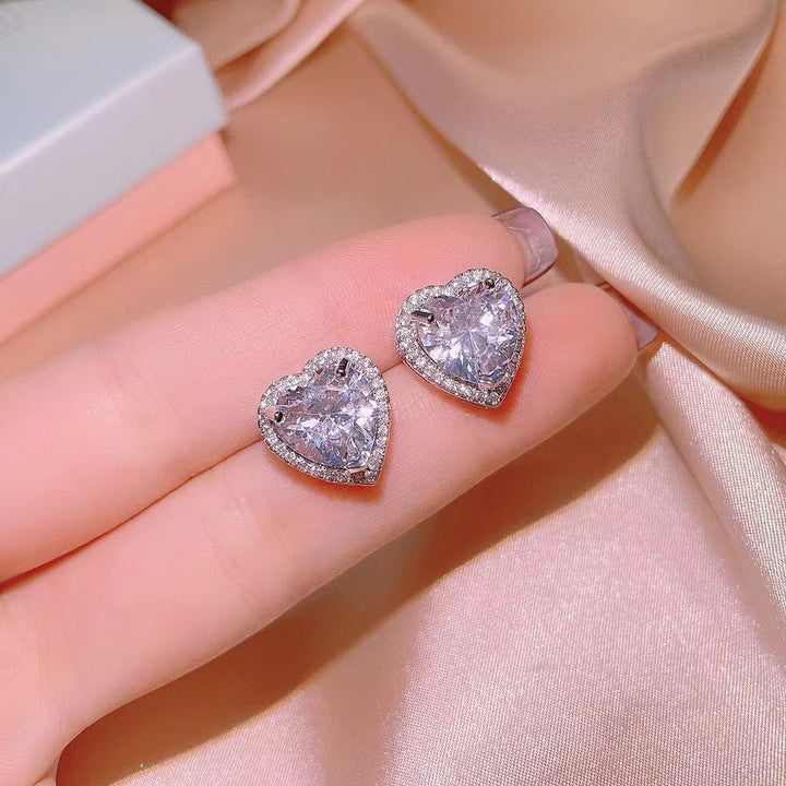 Heart Gemstone Jewelry Set, Elegant Matching Necklace Ring Earrings Set for Women