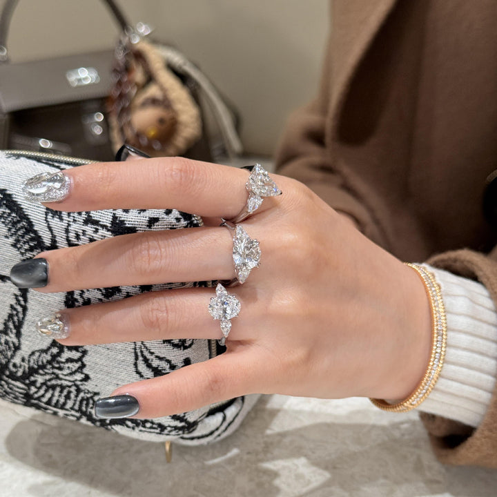 Stunning Adjustable Open 2-Carat Diamond Ring Set, Sparkling Statement Rings for Women