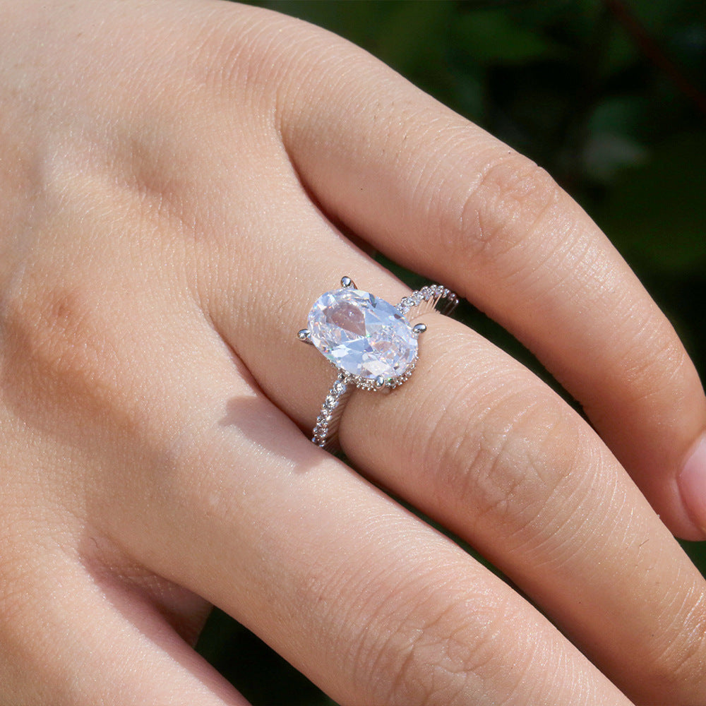 Oval Cut Pave Side Shank Solitaire Engagement Ring, Minimal Luxury Milgrain Edge Bridal Promise Jewelry