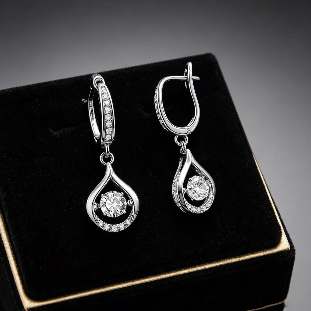 Teardrop-shaped Travel Souvenir Earrings, Sparkling Diamond Design for Women