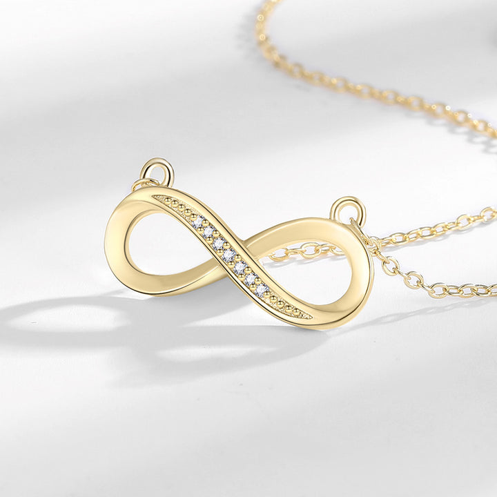 Pave Diamond Infinity Symbol Pendant Necklace, Dainty Eternal Love Collarbone Jewelry For Women