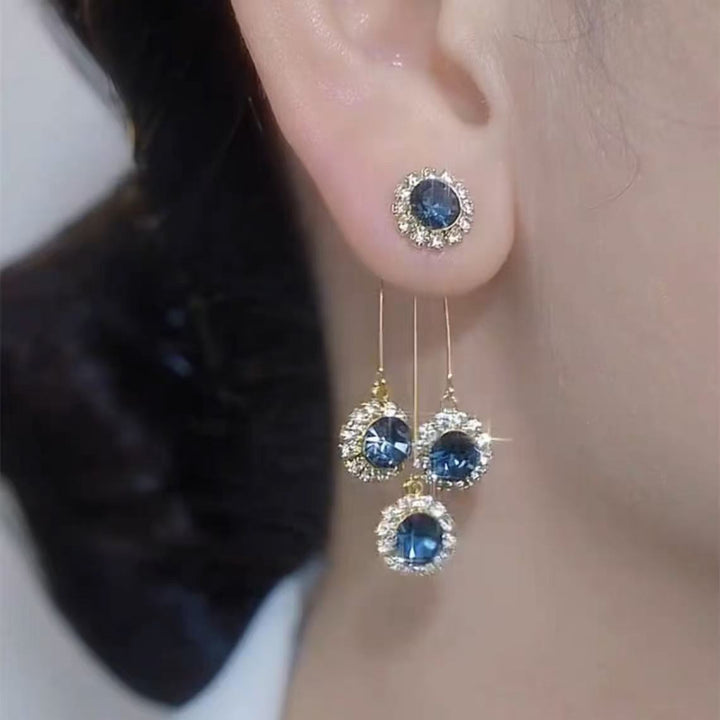 Two-way Diamond Tassel Earrings (Silver Needles), Gold‑Tone Tiered Drop Earrings