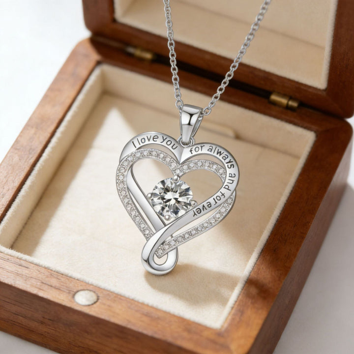 December Birthstone Eternal Heart Double Heart Necklace for Women