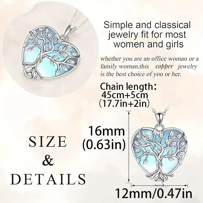 Tree of Life Necklace/Earrings Jewelry Set, Ideal for Birthday, Christmas Gift and Daily Wearing