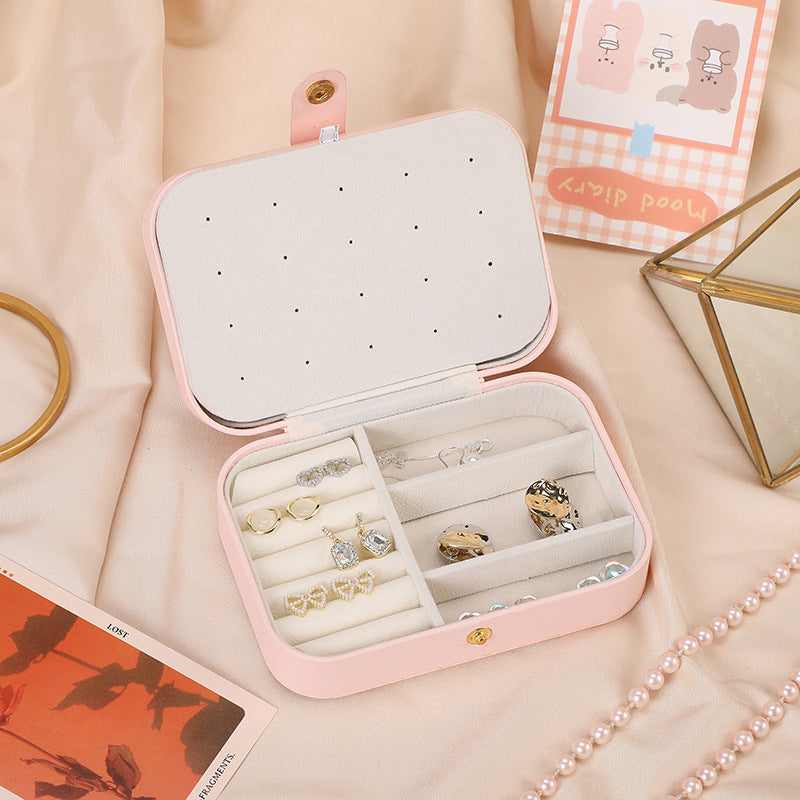 Portable Multi‑Compartment Jewelry Storage Box, PU Leather for Travel Use &amp; Gifting for Jewelry Lovers