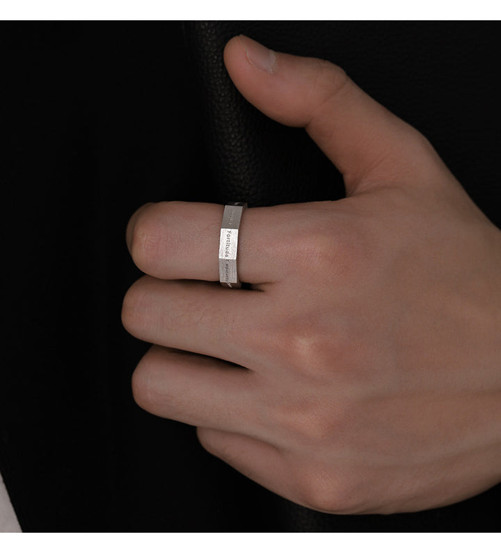 Faceted Seven Virtues Letter Open Ring for Daily Wear, Perfect Gift for Men Women