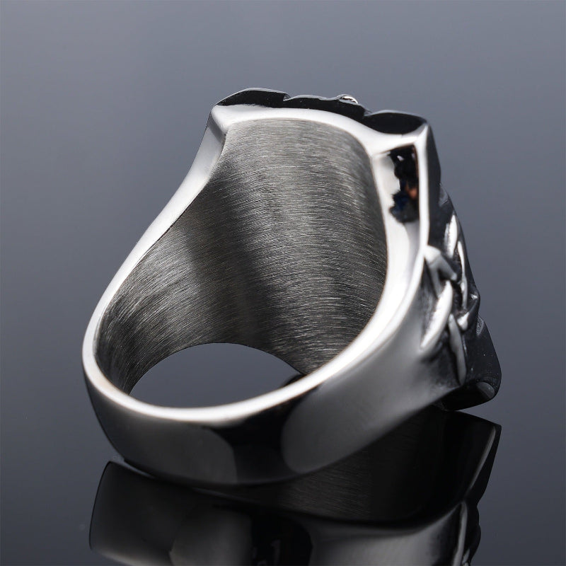 Vintage Baphomet Pentagram Signet Ring, Antique Oxidized Gothic Occult Men’s Statement Ring