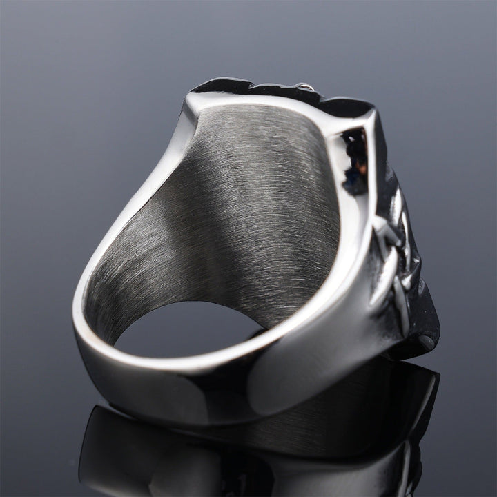Vintage Baphomet Pentagram Signet Ring, Antique Oxidized Gothic Occult Men’s Statement Ring