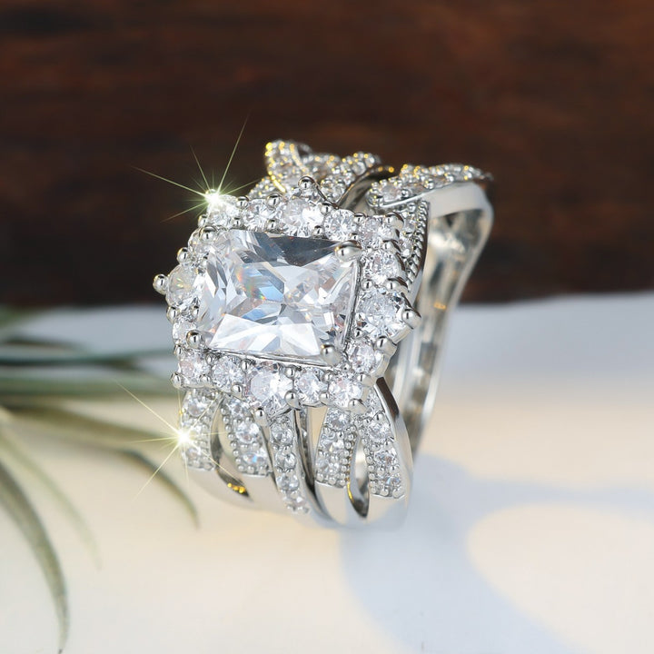 Radiant Cut Diamond Ring Set, Perfect for Birthday, Christmas Gift &amp; Daily Wear for Women