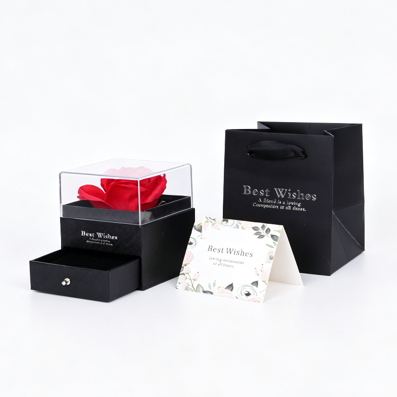 Preserved Rose Jewelry Gift Box With Drawer &amp; Gift Bag, Multi‑Style For Various Types Of Jewelry