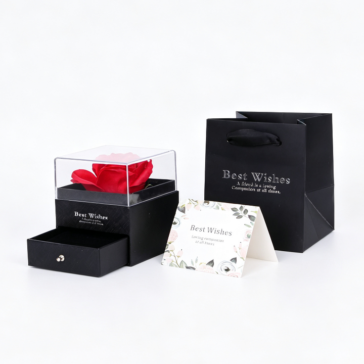 Preserved Rose Jewelry Gift Box With Drawer &amp; Gift Bag, Multi‑Style For Various Types Of Jewelry