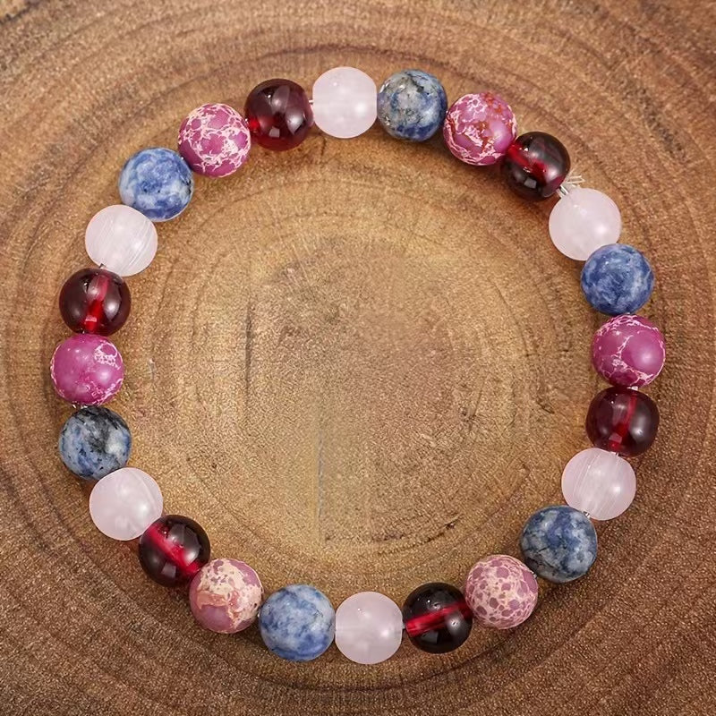 Round Polished Crystal Stone Stackable Wrist Band For Daily Casual Fashion Jewelry