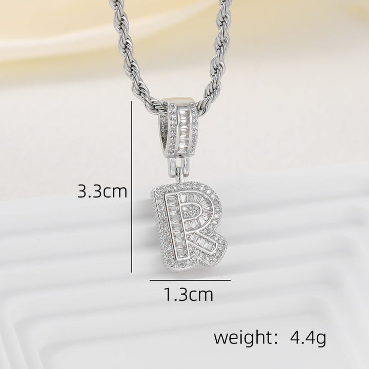 Silver Iced Out Personalized Name Letter Twisted Rope Chain Hip Hop Unisex Jewelry