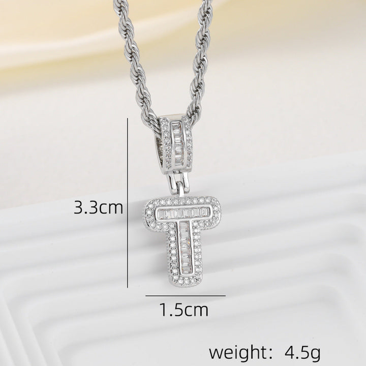 Silver Iced Out Personalized Name Letter Twisted Rope Chain Hip Hop Unisex Jewelry