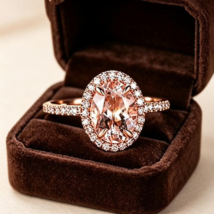 Oval Champagne Color Gemstone Promise Ring, Perfect for Gift &amp; Daily Wear for Women