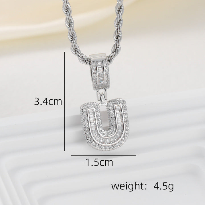 Silver Iced Out Personalized Name Letter Twisted Rope Chain Hip Hop Unisex Jewelry