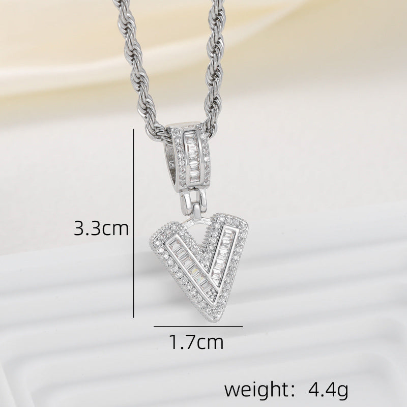 Silver Iced Out Personalized Name Letter Twisted Rope Chain Hip Hop Unisex Jewelry
