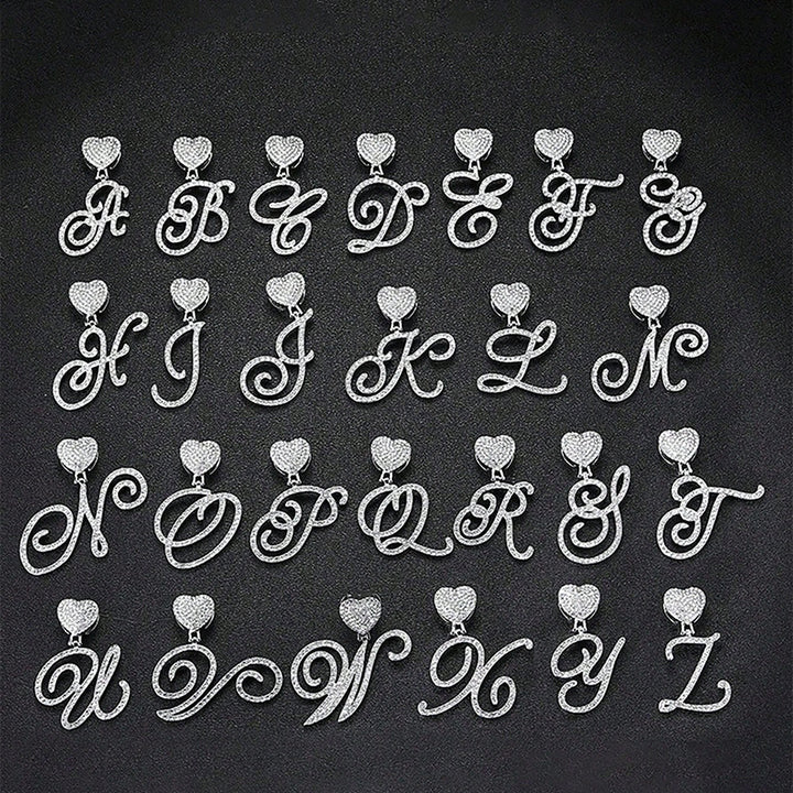 Cursive Initial Letter Diamond Cuban Chain Bracelet &amp; Anklet, Hip-Hop/Punk Style